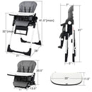 INFANS 4 in 1 High Chair–Booster Seat, Convertible Highchair w/Adjustable Height and Recline,Removable Tray,DetachableCushion, Installation-Free,Simple Fold for Baby, Infant& Toddler by TinyTreasures Baby Boutique