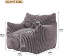 Giant Bean Bag Chairs for Adults with Filling Plush Fluffy Bean Bag Chairs for Teens with Armrests Comfy BeanBag Lazy Couch Sofa Chair for Bedroom Living Room Reading by CozyNest Decor