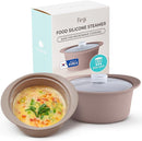 20oz Platinum Silicone Microwave Steamer Pot with Handle & Lid - Korea 100% Food-Grade Steamer Bowl, Heat-Resistant Cooker with Steam Holes, Easy Clean, Dishwasher Safe, Taupe Brown by TinyTreasures Baby Boutique