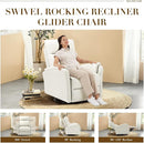 COLAMY Faux Leather Swivel Recliner Chair with Footrest, High Back with Double-Layer Cushion, Glider Recliner for Nursery & Living Room, Bedroom, Beige by TinyTreasures Baby Boutique