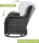 Outdoor Patio Swivel Rocker Chairs - 3 Piece Patio Bistro Set,Wicker Patio Furniture Set with 2 Swivel Rocking Chairs and 1 Glass Top Side Table for Deck Porch Garden,Brown/Beige by GreenHaven Gardens