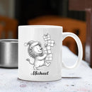 Personalized Lion Lover Coffee Cup 11 Oz 15 Oz, Lion Wild Animal Ceramic Coffee Mug Gift For Kids Child on Birthday Holiday, Custom Name Lions White Accent Teacup, Animal Travel Mug Gift For Friends by TinyTreasures Baby Boutique
