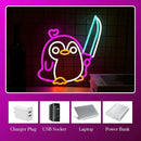 Penguin Neon Sign Dimmable Penguin Knife Neon Signs for Wall Decor LED USB Powered Cute Anime Neon Light Sign For Boys Bedroom Room Garden Party Restaurant Home Decoration Birthday Gifts by GreenHaven Gardens
