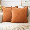 MIULEE Pack of 2 Fall Couch Throw Pillow Covers 20x20 Inch Orange Farmhouse Decorative Pillow Covers with Stitched Edge Soft Chenille Solid Dyed Pillow Covers for Sofa Bed Living Room by CozyNest Decor