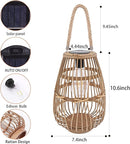 Outdoor Solar Lantern Hanging Lights - Natural Rattan Solar Lantern with Handle, Large Waterproof Led Decorative Garden Lights, Bright Rattan Solar Table Lamp for Yard Patio Wedding Home Decoration by GreenHaven Gardens