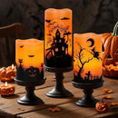 Wondise Halloween Rechargable Flickering Flameless Candles with 6H Timer, Battery Operated LED Real Wax Candles with Charging Base Set of 3 Halloween Home Decoration Gifts(3 x 4 5 6 Inch) by CozyNest Decor