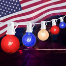 4th of July Decorations String Lights, 25Ft Outdoor Patio String Lights with 27 G40 Red White and Blue Light Bulbs(2 Spare), Independence Day Lights for Patriotic Party Garden Festival Decor- White by GreenHaven Gardens