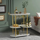Gold Bar Carts with 4-Tier Storage Shelves, Mobile Bar Serving Cart with Wine Rack and Glass Holder, for The Home, Kitchen, Living Room, Dining Room by CozyNest Decor
