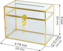 Glass Wedding Card Box with Slot, 10.2 inch Clear Card Box Gold Brass Gift Card Storage Box with Lock Perfect for Wedding Receptions, Baby Shower, Birthday Party, Bridal Shower by CozyNest Decor
