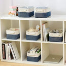 TheWarmHome Storage Basket for Organizing - Small 12x8x5.2 inch 6 Pack Collapsible Storage Bin for Shelves, Canves Storage Cubes for Organizer Cloth Box Gift Toys Closet (White & Jean Blue) by CozyNest Decor