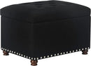 Joveco Storage Ottoman Bench, Rectangle 24″ Linen Foot Rest Stool Square Footstool for Living Room, Bedroom, Black by CozyNest Decor