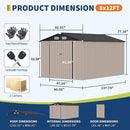8x12 FT Metal Storage Sheds Outdoor, Metal Yard Sheds Garden Shed Kit, Metals Tool Shed with Lockable Door, Metals UtilityShed Buildings with Air Vent for Backyard Garden Patio Lawn by GreenHaven Gardens