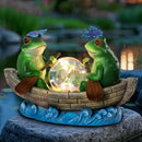 Solar Frog Boating Garden Statue with Ball Light 5.1" Resin Frogs Decor for Home Front Door Patio Porch Balcony Women Gardeners Moms Wives Girlfriends by GreenHaven Gardens
