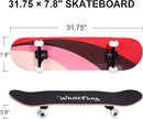 WhiteFang Skateboards for Beginners, Complete Skateboard 31 x 7.88, 7 Layer Canadian Maple Double Kick Concave Standard and Tricks Skateboards for Kids and Beginners by TinyTreasures Baby Boutique