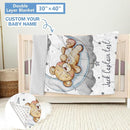 Personalized Crib Set, 5 Pcs Custom Baby Bedding with Name, Double Layer Nursery Bedding for Boy Girl, Soft Moon Bear Bedding Set, Gifts for Toddler, Infant, New Parents by TinyTreasures Baby Boutique