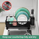 MOUKABAL Dish Drying Rack, Dish Rack, Stainless Steel Dish Racks for Kitchen Counter, Dish Drainer with Removable Utensil Holder, Drainboard (Black) by CozyNest Decor