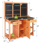 Outdoor Potting Bench,Wooden Potting Table with Metal Tabletop,Garden Work Bench with Drawer and Free Matching Storage Cabinet Shelf/Hooks for Backyard,Patio,Greenhouse (Black, 40 * 59 * 20in) by GreenHaven Gardens