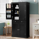 usikey 72” Kitchen Pantry Cabinet, Tall Storage Cabinet with 4 Doors and 1 Drawer, Freestanding Cupboard with 6 Hanging Shelves and Adjustable Shelves for Kitchen, Dining Room,Living Room, Black by CozyNest Decor