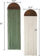 Flber 2 Pcs Macrame Wall Hanging Boho Decor Wall Tapestry Handmade Round Tassel 13.7" W x 51" L For Living Room Bedroom Headboard Decor by CozyNest Decor