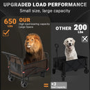 LEVELEVE Heavy Duty Folding Wagon - 2-in-1 Collapsible Cart, 650lb Capacity, All-Terrain Wheels w/Brakes & Side Pockets (Brown) by GreenHaven Gardens