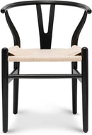 POLY & BARK Weave Dining Chair – Mid-Century Modern Wishbone Dining Chair with Arms, Solid Wood Frame, Indoor Use – Black – Single - Ideal for Dining Room, Kitchen or Stylish Accent Setting by CozyNest Decor