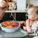 Nuogo 1 Pcs Stainless Steel Baby Suction Plates with Removable Silicone Shell 2-in-1 Metal Toddler Bowl Divided for Picky Eaters Kids Feeding Led Weaning Supplies, Dishwasher Safe (Light Blue) by TinyTreasures Baby Boutique