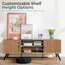 COMHOMA TV Stand for Living Room, Mid Century Modern Entertainment Center for 55/60/65 Inch TVs, Retro Brown TV Console with Fluted Door Cabinets and Open Adjustable Shelve Storage for Bedroom by CozyNest Decor