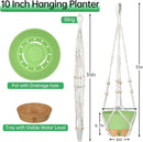 ZMTECH 2 Pack 10 Inch Hanging Planters with Macrame Plant Hanger for Indoor and Outdoor Plants, Self Watering, Drainage Hole, Visible Level Tray, Green by GreenHaven Gardens