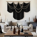 Macrame Wall Hanging Black Yarn Tapestry Home Decor Large Fiber Wall Art Living Room Bedroom Home Wall Decor 57" W x 43" L by CozyNest Decor