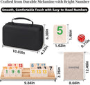 Premium Rummy Cube Game Set 6 Colors with 6 Wooden Holders and 162 Rummy Tiles, Travel Family Board Game for Adults and Kids by TinyTreasures Baby Boutique