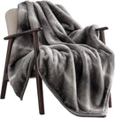 Ultra Soft Luxury Fluffy Mink Faux Fur Throw Blanket, Thick Warm Fall Winter Blankets for Bed, Couch, Cozy Plush Reversible Blanket for Chair, Sofa (Ombré Silver Onyx, 60"x80") by CozyNest Decor
