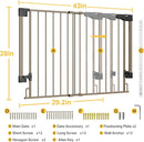Cumbor 29.2-43" No Bottom Bar Baby Gate for Stairs, 2-in-1 Hardware Mounted Dog Gate Indoor, Pet Gate for Doorways with Large Walk Thru Door, Child-Proof Safety Gate for Top & Bottom of Stairs (Brown) by TinyTreasures Baby Boutique