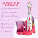 Brusheez Kids’ Electric Toothbrush Set - Safe & Effective for Ages 3+ - Parent Tested & Approved with Gentle Bristles, 2 Brush Heads, Rinse Cup, 2-Minute Timer, & Storage Base (Sparkle The Unicorn) by TinyTreasures Baby Boutique
