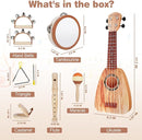 Kids Guitar Set - Musical Toys for 2 3 Year Old Boy Birthday Gifts, Montessori Toys for 2 Year Old Girls, Musical Instruments with Ukulele/Tambourine/Maracas for Toddler 2-4, Band Sets for Kids 3-5 by TinyTreasures Baby Boutique