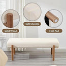 White Modern Bench Upholstered End of Bed Bench Chenille Fabric Bedroom Bench for Entryway Living Room Vanity Makeup Room, 47" Long, Wooden Legs by CozyNest Decor