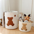 INough Cotton Rope Basket Toy Storage Baskets for kids Laundry Hamper, Gift Basket Empty Baby Shower Baskets with Handles, Cute Bins Blanket Stuffed Animal Storage for Nursery, Living Room Decor, Bear by TinyTreasures Baby Boutique