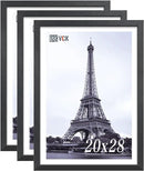 VCK 20x28 Poster Frame Set of 3 - Black, Textured Exclusive Solid Wood Picture Frames, Wall Hanging by CozyNest Decor