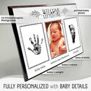 Baby Hand and Footprint Kit with Photo & Birth Details, Inkless Hand and Footprint Kit, Newborn Keepsake Plaque, Baby Shower Gifts (STYLE 1 (Fully Personalized) (Welcome Little One)) by TinyTreasures Baby Boutique