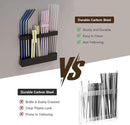 Magnetic & Adhesive Straw Organizer – Carbon Steel Utensil Holder for Reusable Straws, Chopsticks & Stirrers – Wall or Fridge Mount, Space-Saving Black Storage Rack by CozyNest Decor