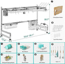 MAJALiS Over Sink Dish Drainer Drying Rack, 2 Tier Stainless Steel Dish Rack Over Sink Sink Length Adjustable (33.5-40 in), Expandable Drainer Shelf Rack with Multifunctional Organizers, Sliver by CozyNest Decor