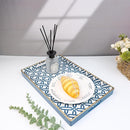 Spsyrine White Serving Tray, Plastic Marbling Tray for Coffee Table, Stylish Rectangular Decorative Tray with Handles, Ottoman Tray for Living Room, Bathroom, 15.6” X 10.2" by CozyNest Decor