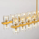 Crystal Brass Rectangular Chandelier Light Fixture,72 in Dining Room Chandeliers Over Table,Modern Chandelier For Living Room,Arcachon Chandeliers,Kitchen Island Chandelier,Includes 80xG4 Bulbs by CozyNest Decor