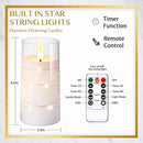 NURADA Flickering Flameless Candles: Built-in Star String Lights, Acrylic Battery Operated LED Pillar Candles with Remote and Timer for Romantic Mood Home Decoration - 2 Pack Pure White by CozyNest Decor