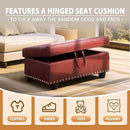 Ottoman Rectangular Storage Ottoman Bench, Faux Leather Footrest, Coffee Table, Stool Footstool with Hinged Lid for Living Room, Bedroom, Entryway, Red, 28.5"x19"x17.5" by CozyNest Decor