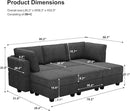 Belffin Terry Fabric Modular Sectional Sleeper Sofa Bed with Storage Convertible Sectional Couches for Living Room 6 Seaters Dark Grey Modular Sofa by CozyNest Decor