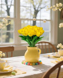 Yellow Artificial Tulip Flowers 15PCS Real Touch Faux PU Tulips Bouquet Faux Spring Flowers for Floral Arrangements Table Centerpiece Kitchen Home Mothers Day Easter Summer Decorations by CozyNest Decor