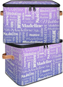 Custom Storage Basket with Name, Personalized Storage Bins with Zipper Lid, Foldable Fabric Storage Box Large capacity with Handle Purple by TinyTreasures Baby Boutique