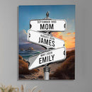 Personalized Gifts for Mom Family Names Street Custom Multi-Name Date of Birth Vintage Street Sign Happy Mothers Day Canvas Wall Art Best Christmas Gifts for Mommy from Daughter Son Children Kids