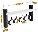 Sorbus Coat Hooks Wall Mount with Shelf – 24 Inch Coat Rack Wall Mount with 5 Heavy Duty Hooks – Floating Wall Shelf with Hooks for Entryway, Bathroom, Bedroom, Kitchen, or Mudroom (White) by CozyNest Decor