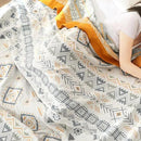 Boho Muslin Blanket for Adults 4-Layer Gauze 80 x 90 Inches Soft Cozy 100% Cotton Cooling Blanket Geometric Farmhouse Decor for Sofa Bed Coverlet Both Sides (Boho-G-Yellow, 80 x 90 in) by CozyNest Decor